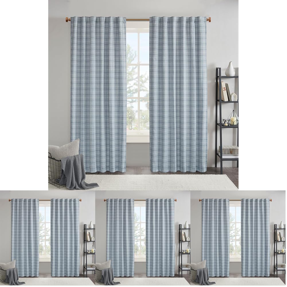 Madison Park Plaid Window Curtain Thermal Insulated, 1 Panel, 50x95 Brown