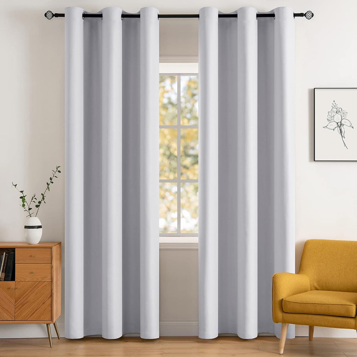 MIULEE Beige Blackout Bedroom Curtains Drapes 84 Inch Long 52"x84"