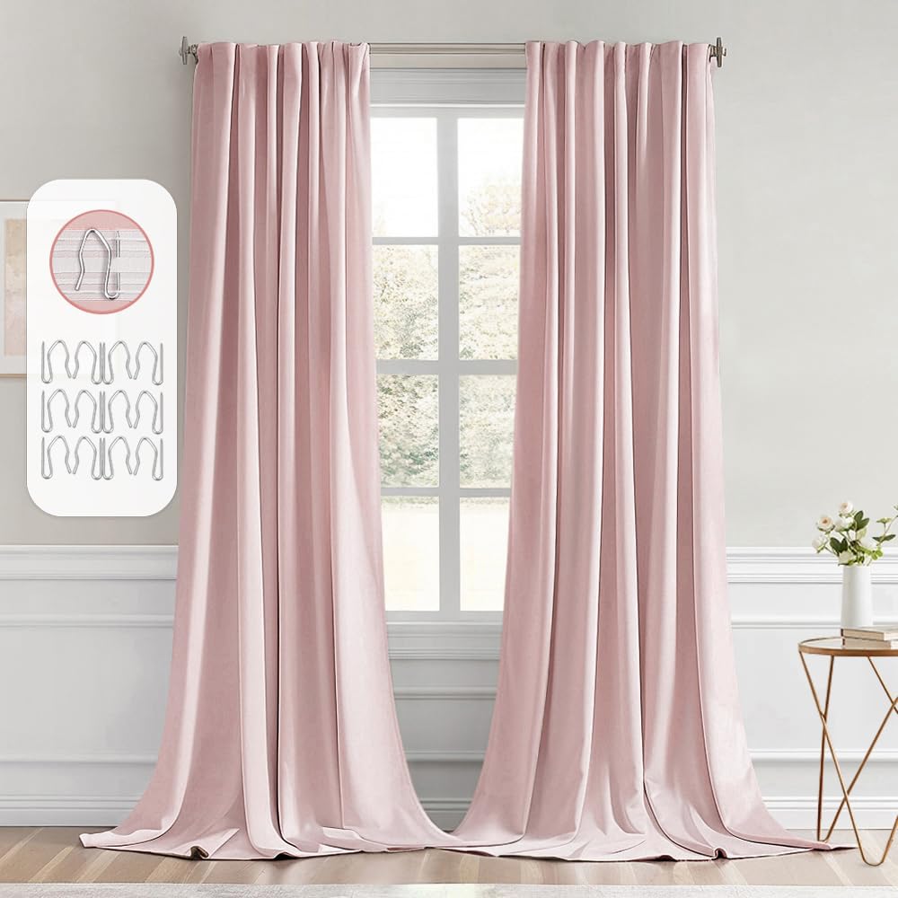 MIULEE 2 Panels Set Black Back Tab Blackout Curtains 52x96 Inch Long