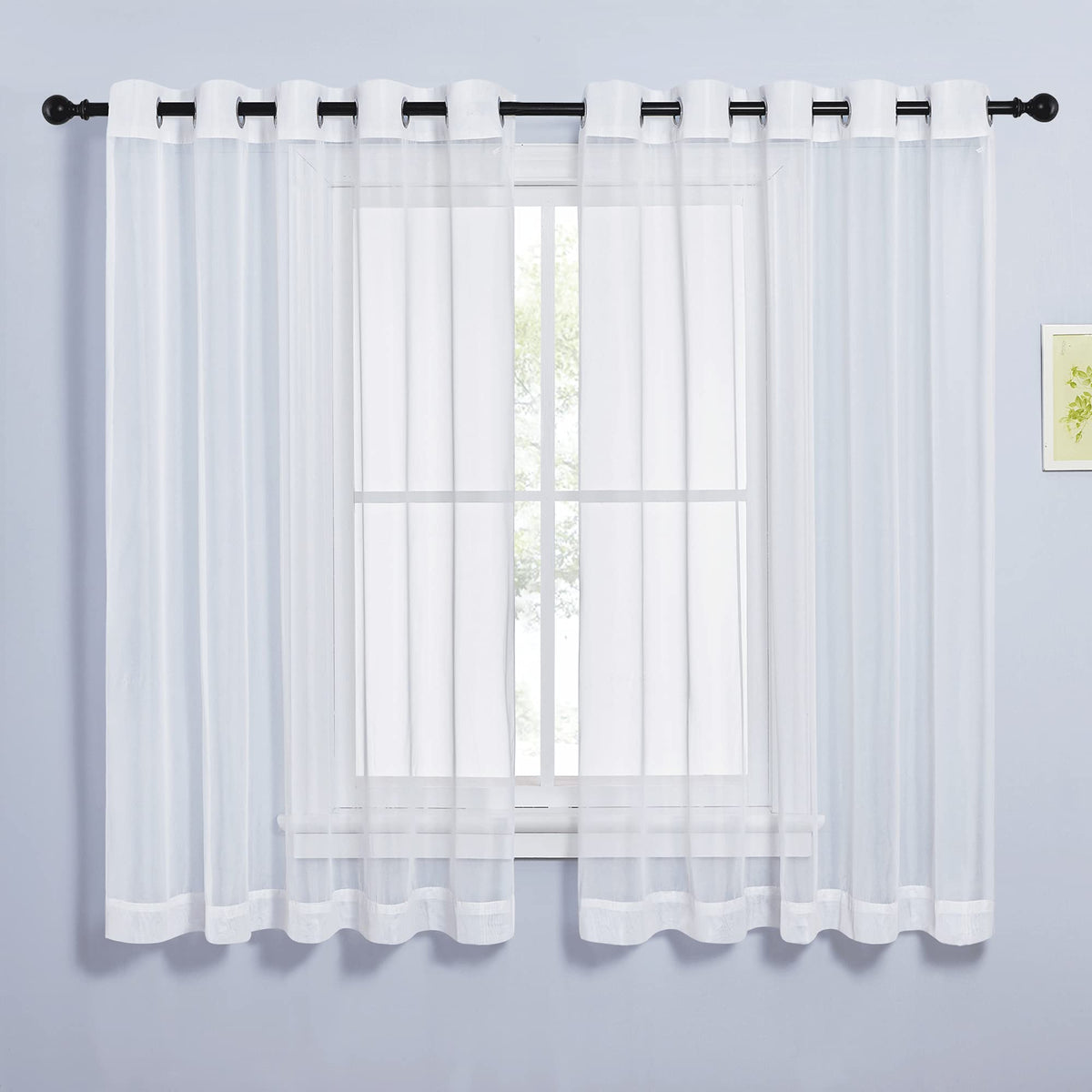 NICETOWN White Sheer Curtains & Drapes 96 inches Long for Living Room - Grommet Top Solid Lightweight & Airy Gauzy Window Treatments with Light Filtering for Bedroom, 2 Panels, W54 x L96