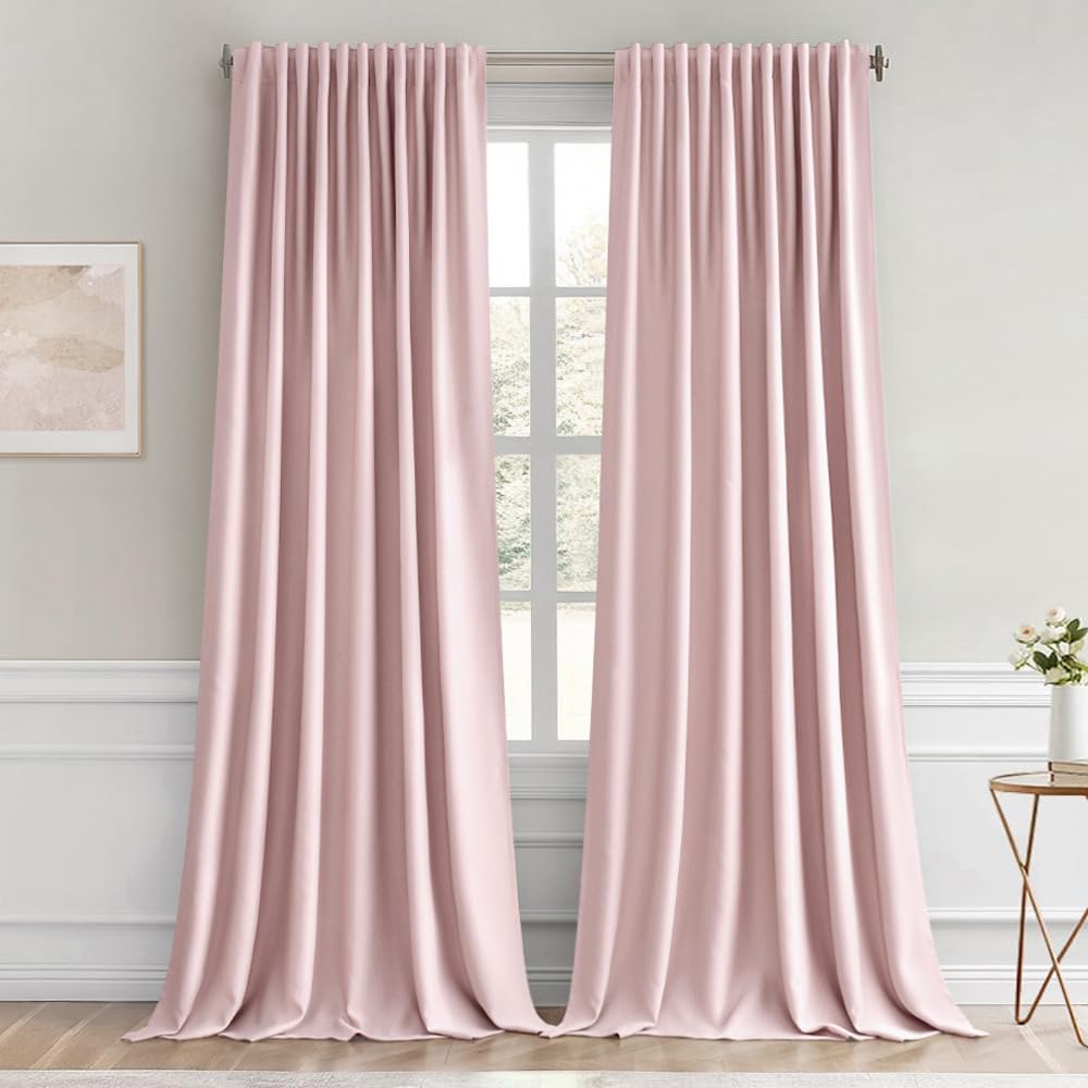 MIULEE 2 Panels Set Black Back Tab Blackout Curtains 52x96 Inch Long