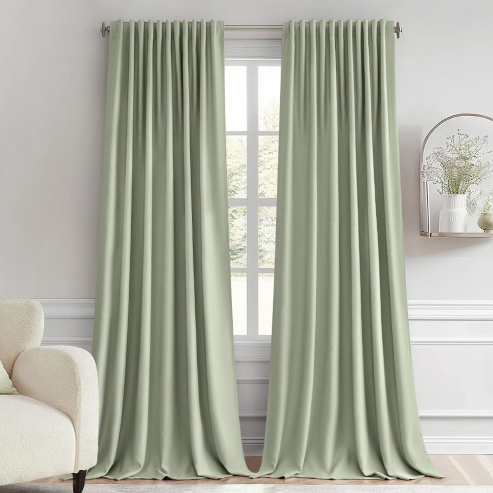 MIULEE 2 Panels Set Black Back Tab Blackout Curtains 52x96 Inch Long