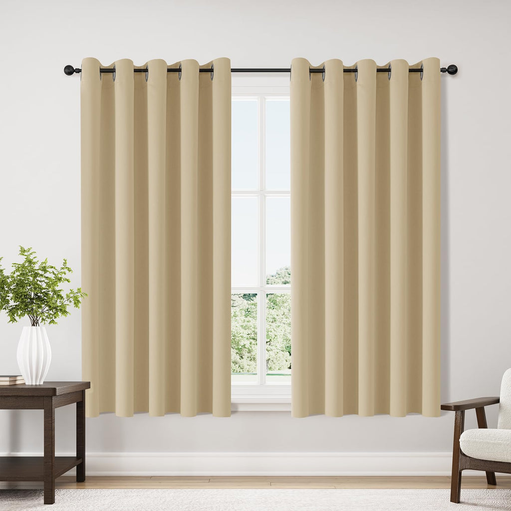 ChrisDowa Blackout Curtains for Bedroom and Living Room 63 Inches Long