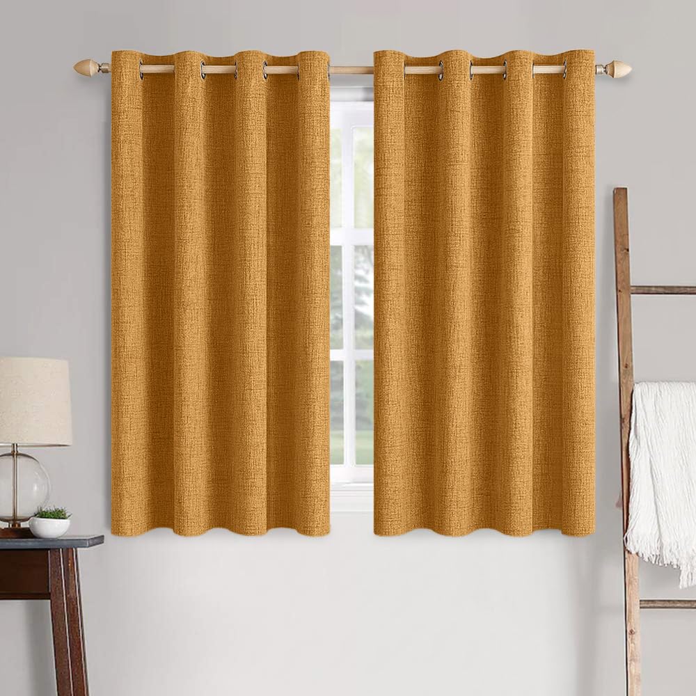 MIULEE 100% Blackout Linen Curtains for Bedroom 52x84 Inches Dusty Blue