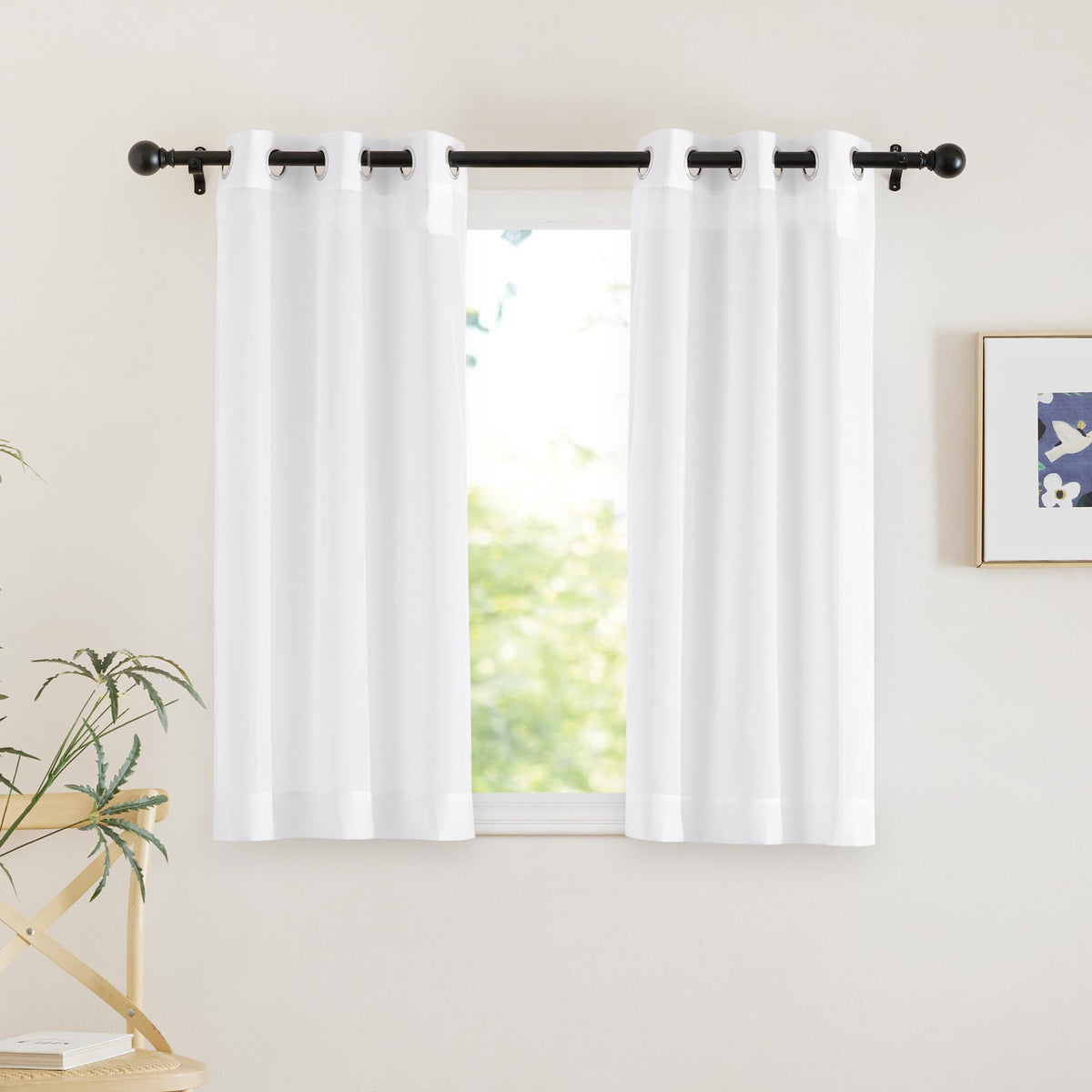 NICETOWN White Sheer Curtains & Drapes 96 inches Long for Living Room - Grommet Top Solid Lightweight & Airy Gauzy Window Treatments with Light Filtering for Bedroom, 2 Panels, W54 x L96