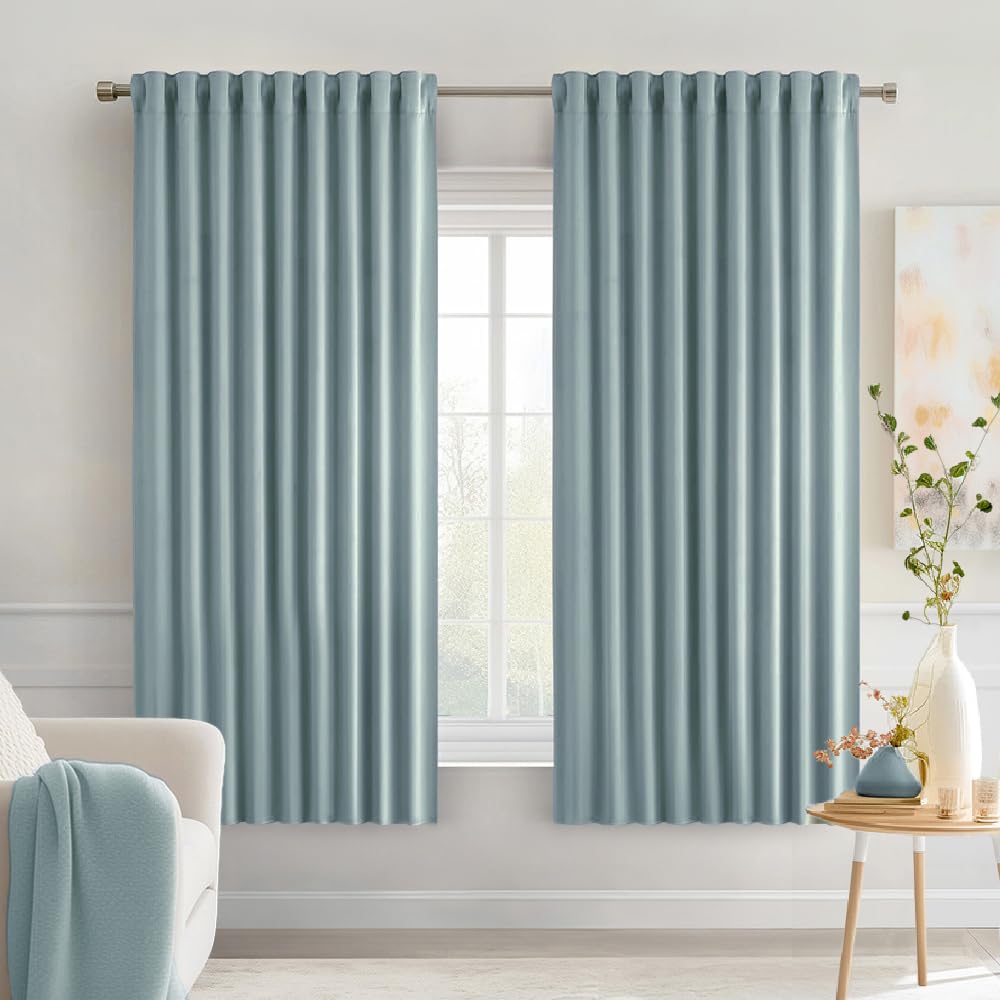 MIULEE 2 Panels Set Black Back Tab Blackout Curtains 52x96 Inch Long