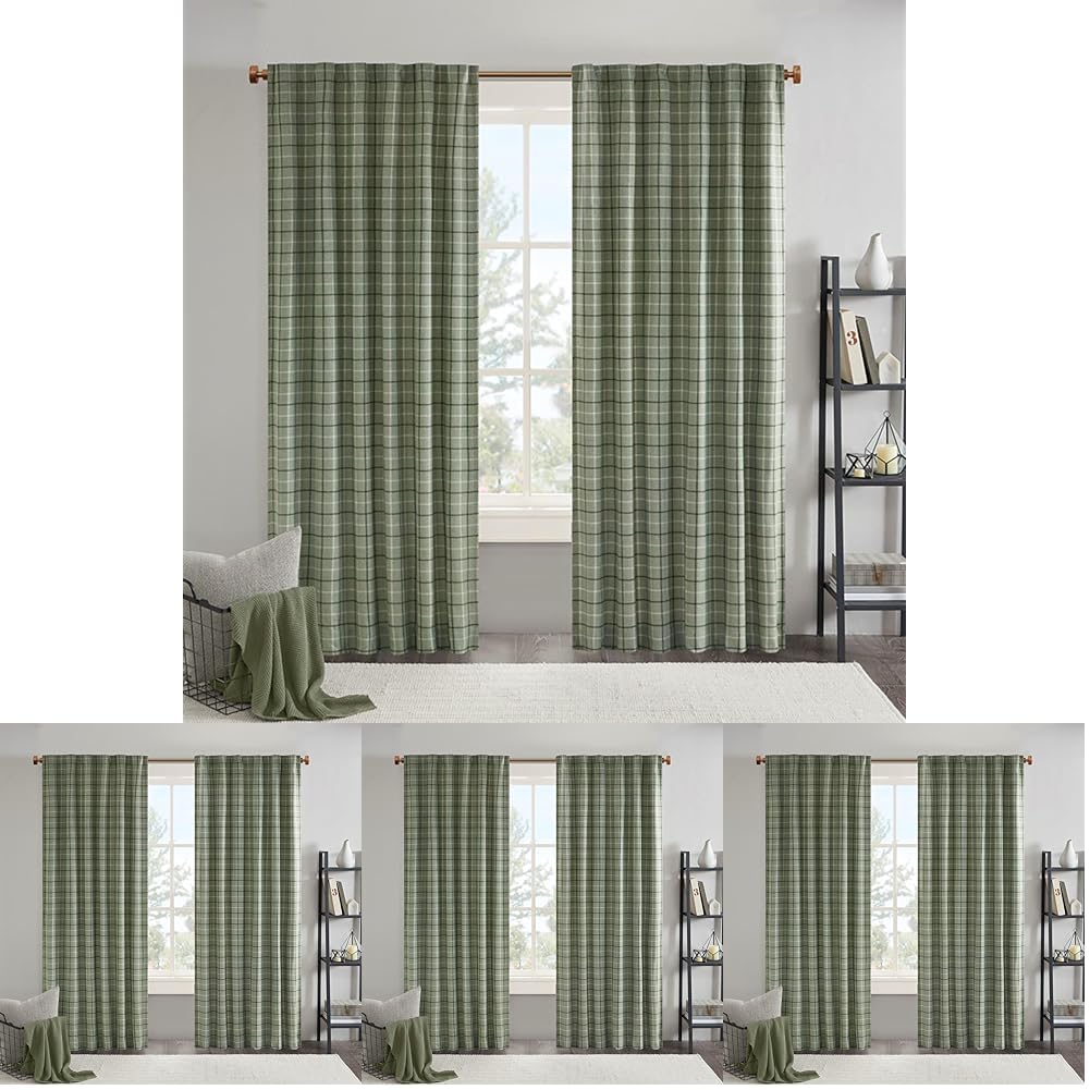 Madison Park Plaid Window Curtain Thermal Insulated, 1 Panel, 50x95 Brown