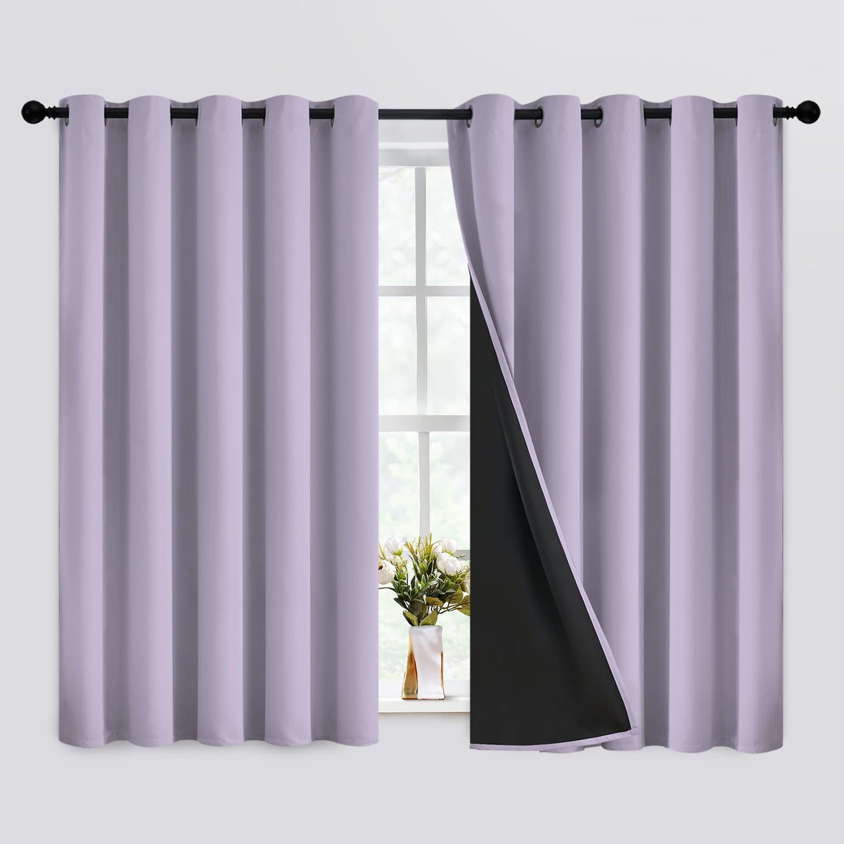 SimpleHome Cream 100% Blackout Curtains Room Darkening Living Room 84 Inch