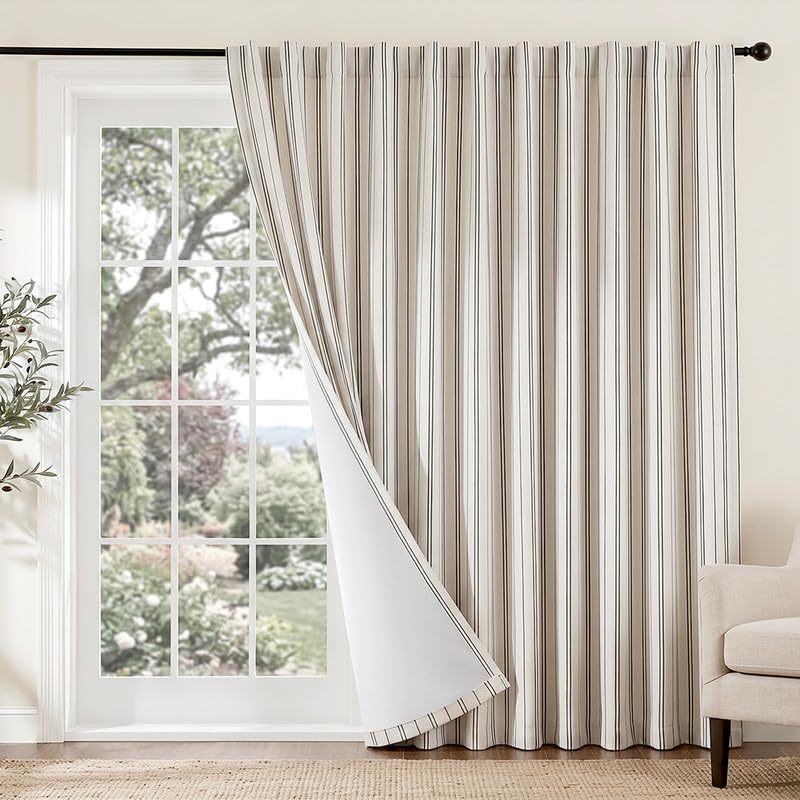 MYSKY HOME Linen Blackout Curtains for Bedroom and Living Room