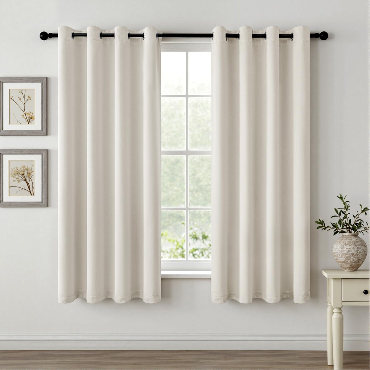 MIULEE Beige Blackout Bedroom Curtains Drapes 84 Inch Long 52"x84"