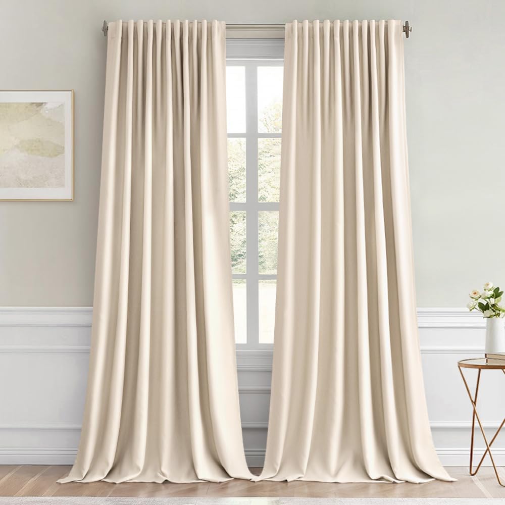 MIULEE 2 Panels Set Black Back Tab Blackout Curtains 52x96 Inch Long
