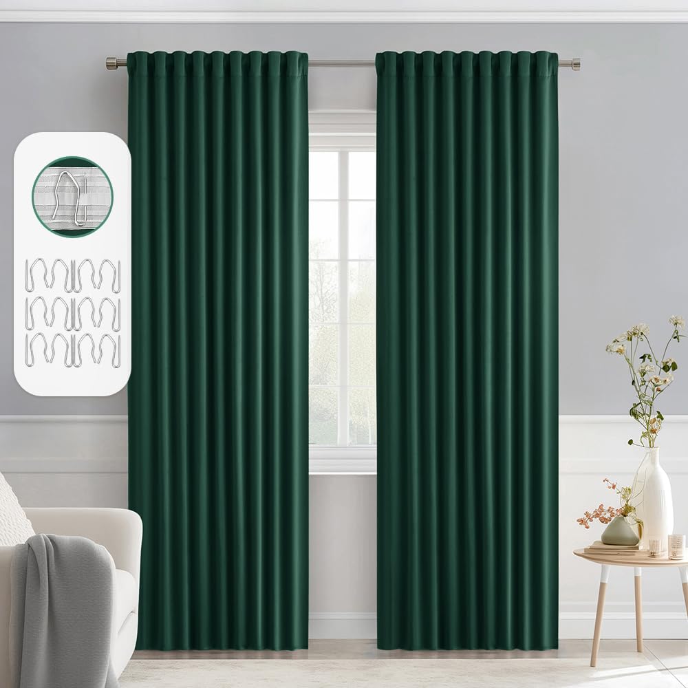 MIULEE 2 Panels Set Black Back Tab Blackout Curtains 52x96 Inch Long