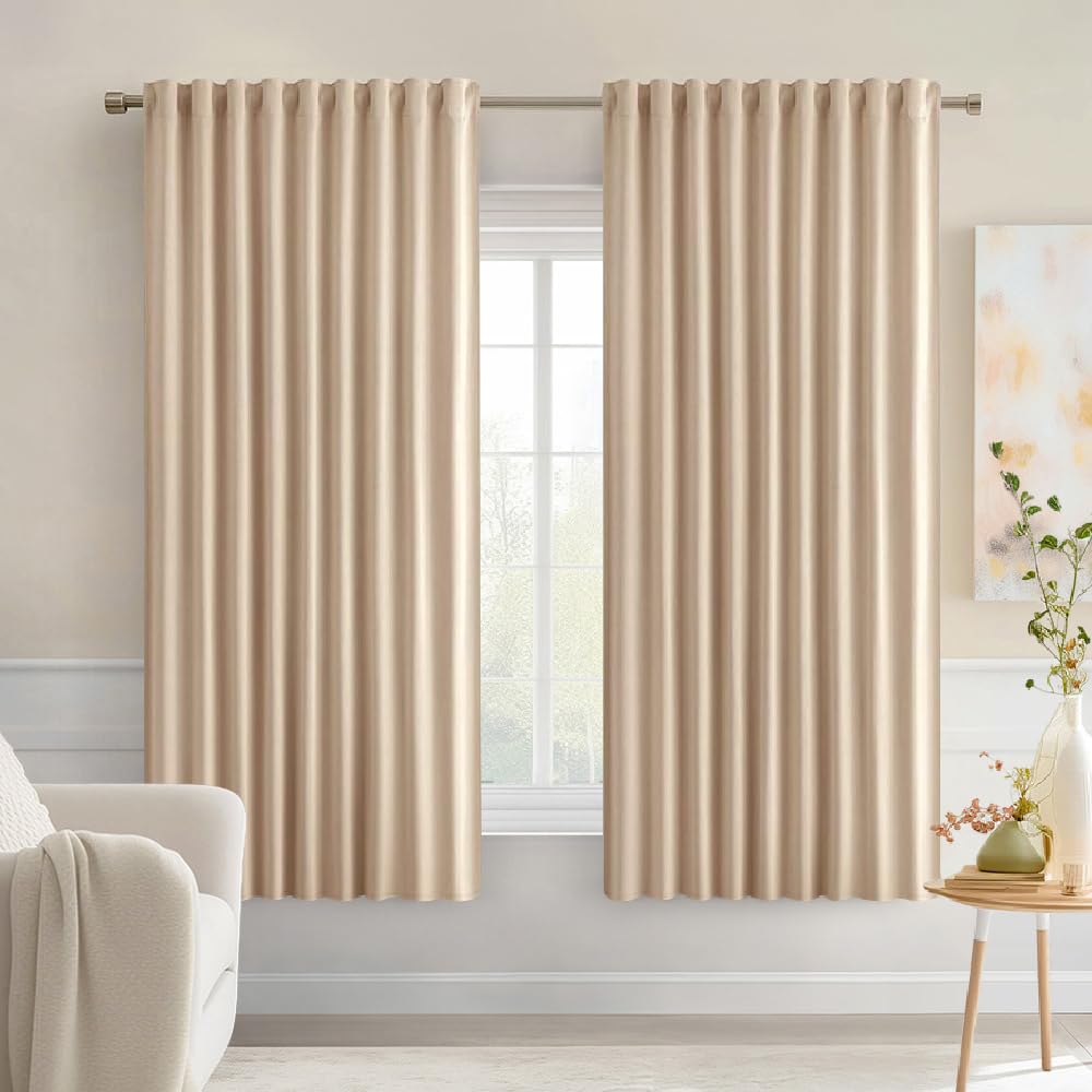 MIULEE 2 Panels Set Black Back Tab Blackout Curtains 52x96 Inch Long