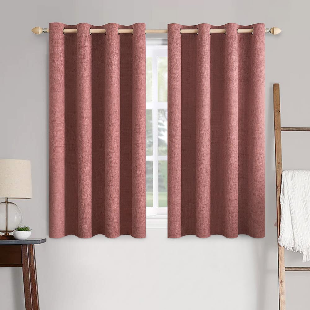 MIULEE 100% Blackout Linen Curtains for Bedroom 52x84 Inches Dusty Blue