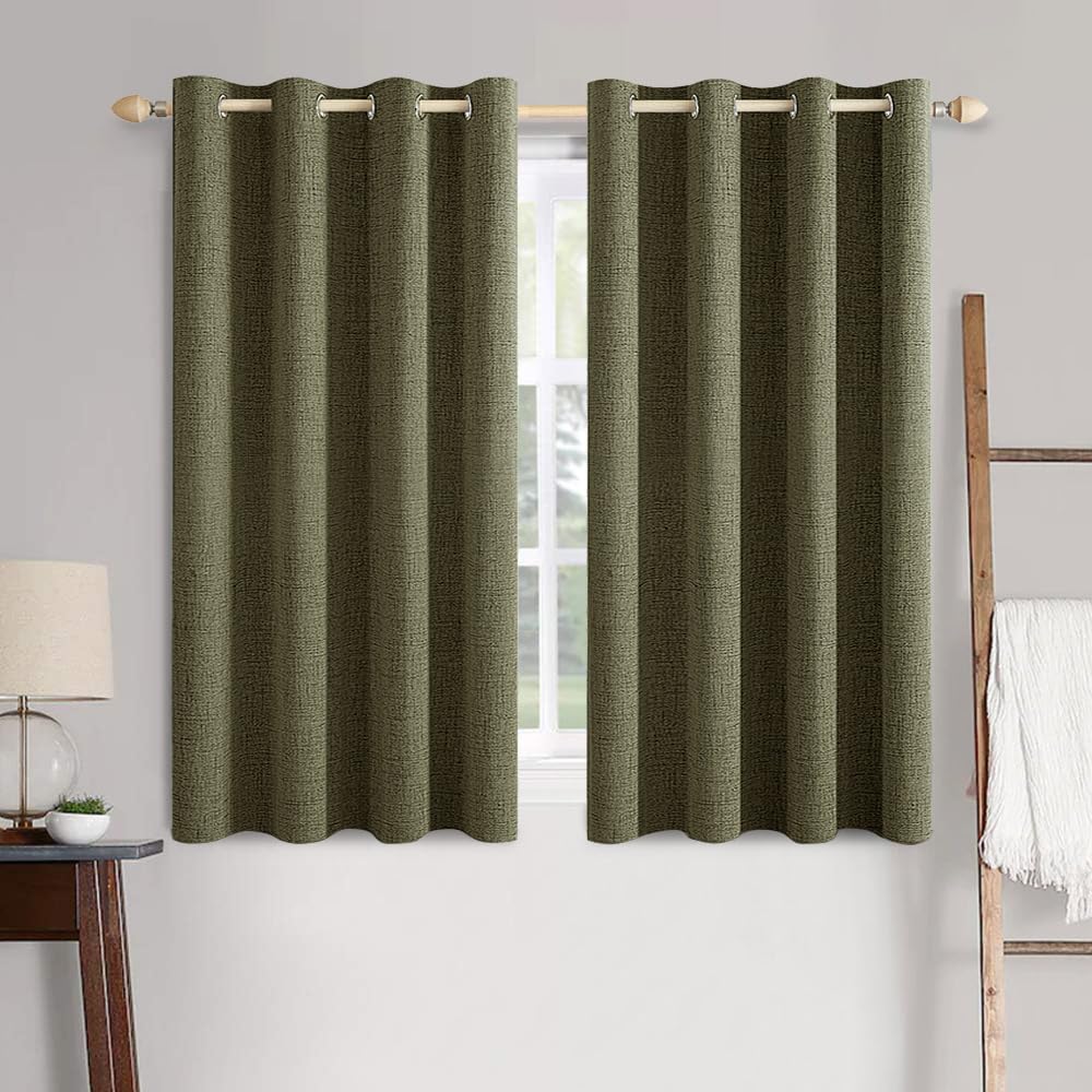 MIULEE 100% Blackout Linen Curtains for Bedroom 52x84 Inches Natural Beige