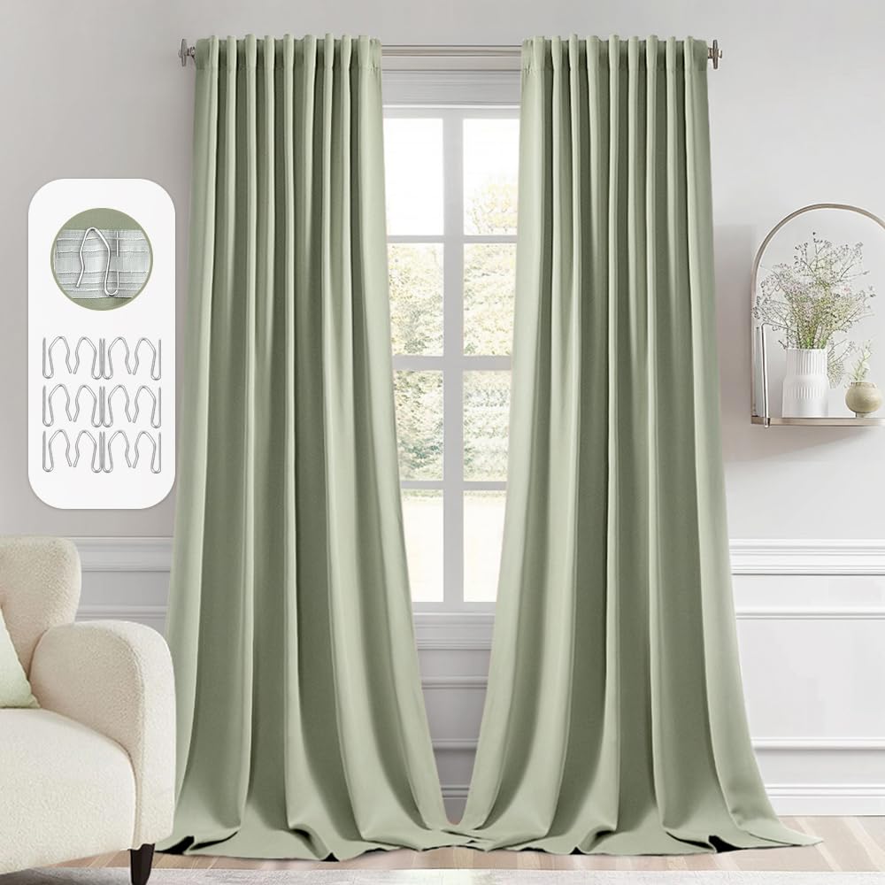 MIULEE 2 Panels Set Black Back Tab Blackout Curtains 52x96 Inch Long