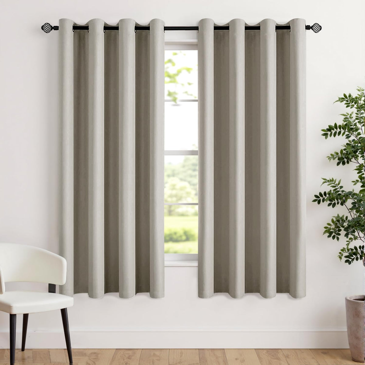MIULEE Beige Blackout Bedroom Curtains Drapes 84 Inch Long 52"x84"
