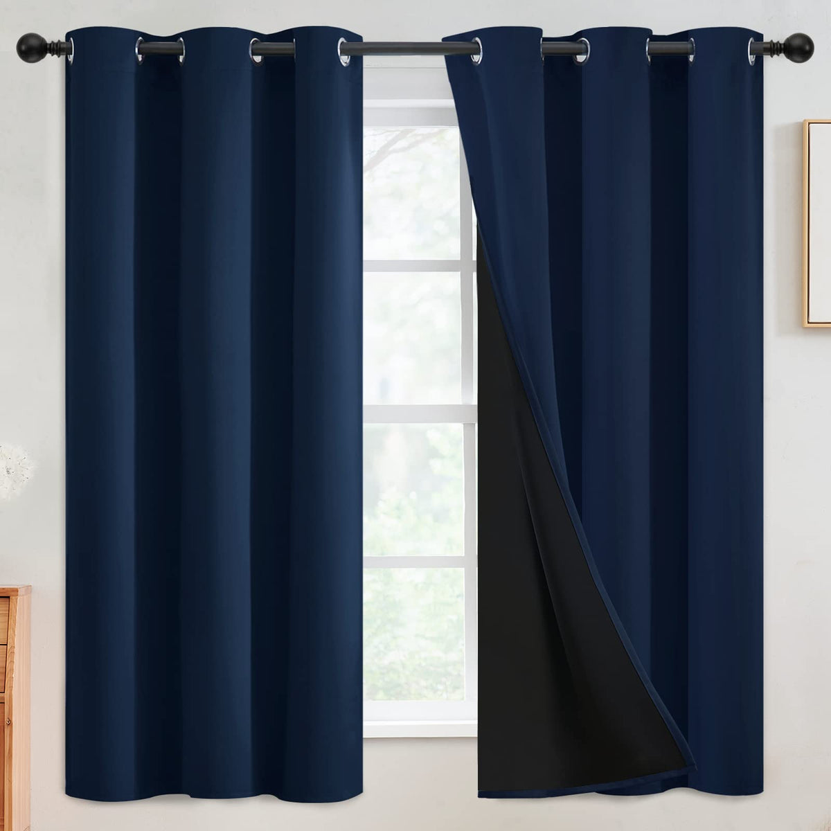 SimpleHome Cream 100% Blackout Curtains Room Darkening Living Room 84 Inch