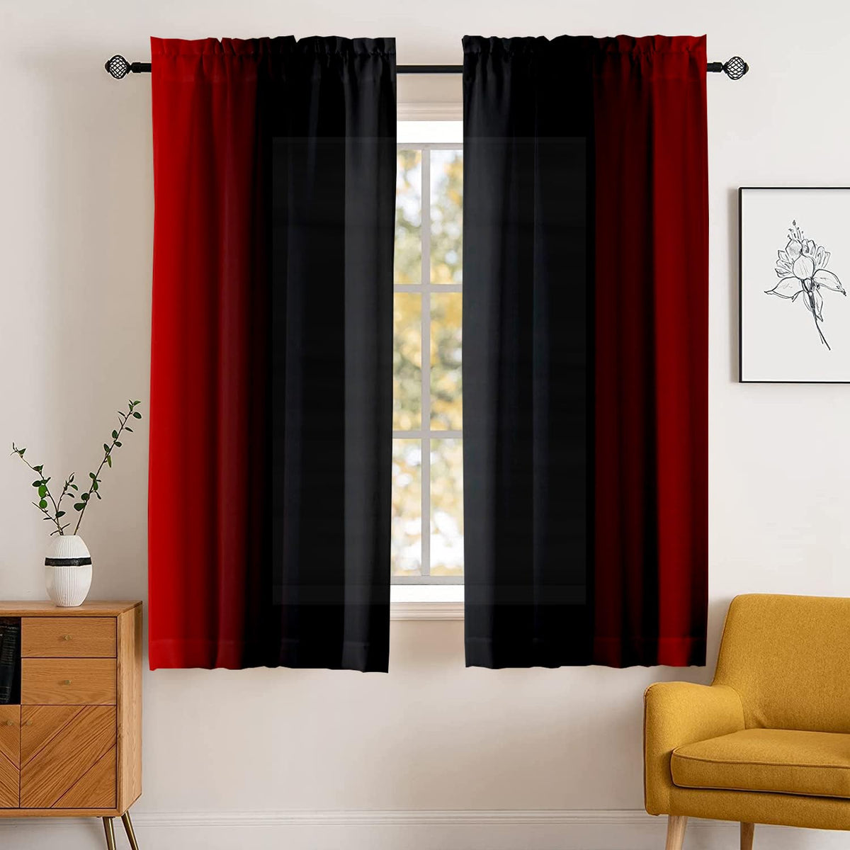 Burnt Orange Curtains 84 Inch Length for Living Room,2 Panels