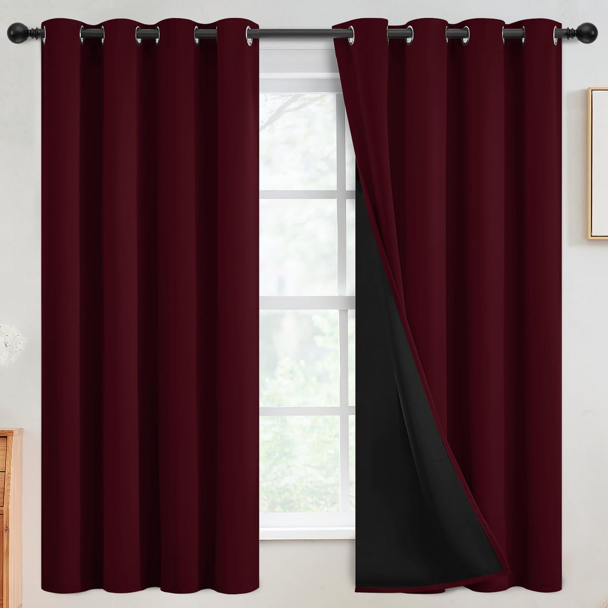 SimpleHome Cream 100% Blackout Curtains Room Darkening Living Room 84 Inch