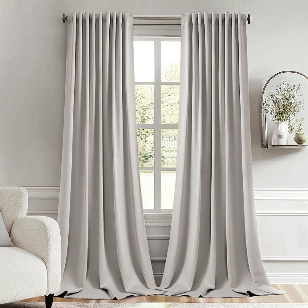 MIULEE 2 Panels Set Black Back Tab Blackout Curtains 52x96 Inch Long