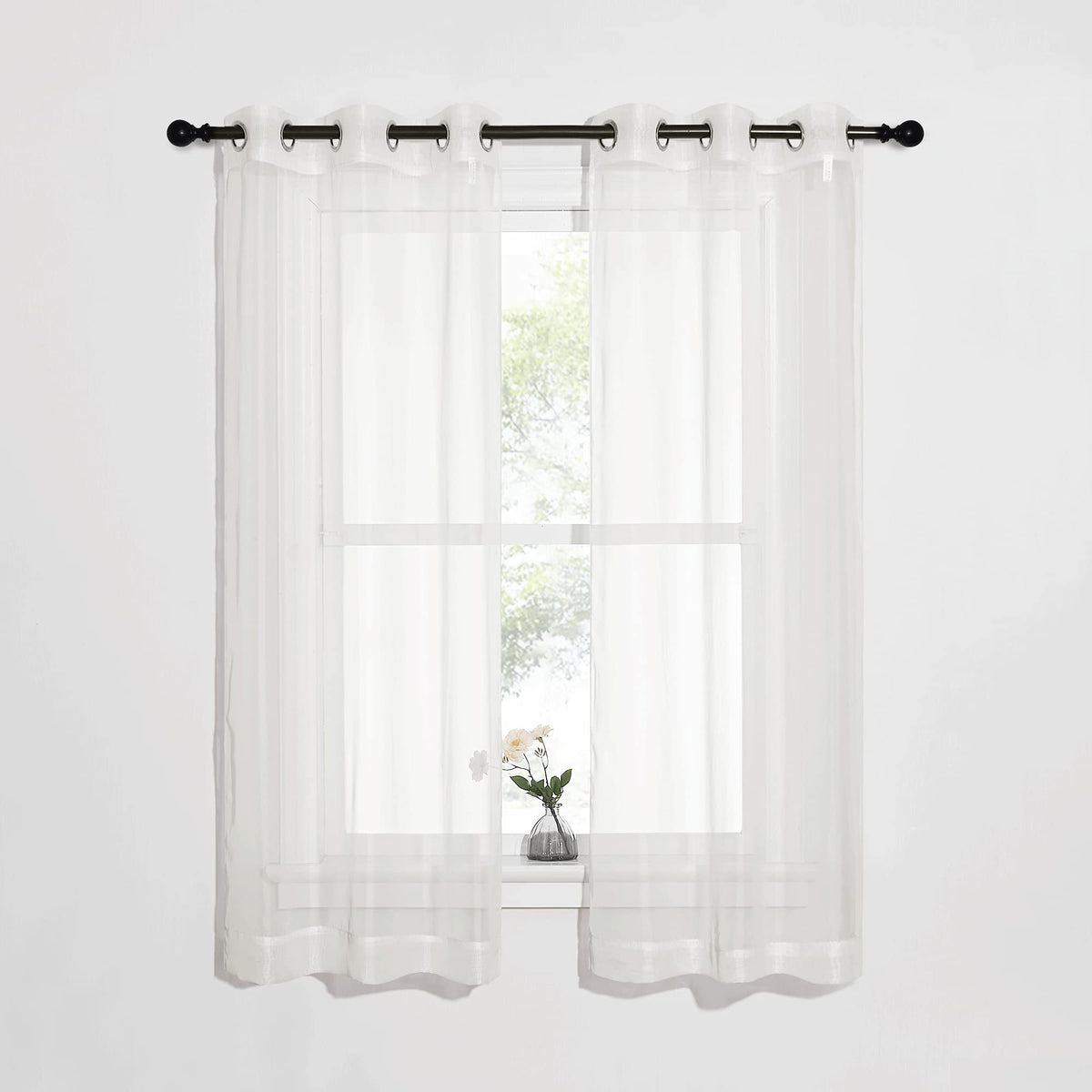 NICETOWN White Sheer Curtains & Drapes 96 inches Long for Living Room - Grommet Top Solid Lightweight & Airy Gauzy Window Treatments with Light Filtering for Bedroom, 2 Panels, W54 x L96