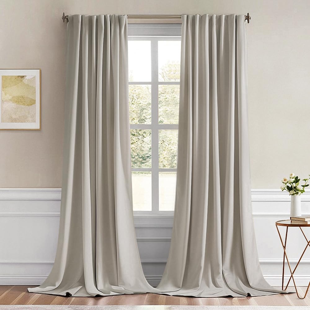 MIULEE 2 Panels Set Black Back Tab Blackout Curtains 52x96 Inch Long