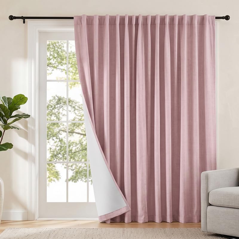 MYSKY HOME Linen Blackout Curtains for Bedroom and Living Room
