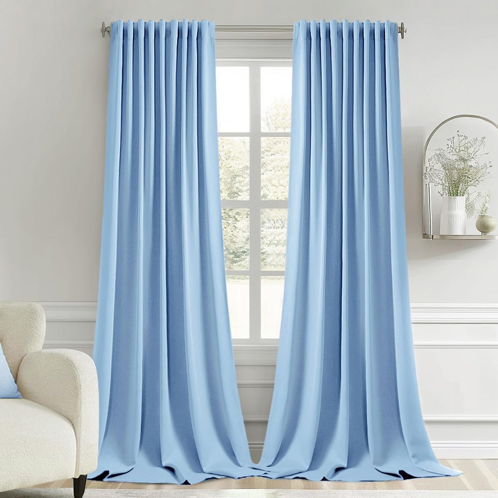 MIULEE 2 Panels Set Black Back Tab Blackout Curtains 52x96 Inch Long