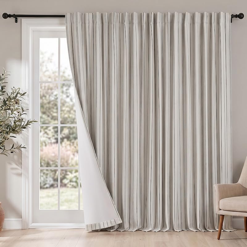 MYSKY HOME Linen Blackout Curtains for Bedroom and Living Room
