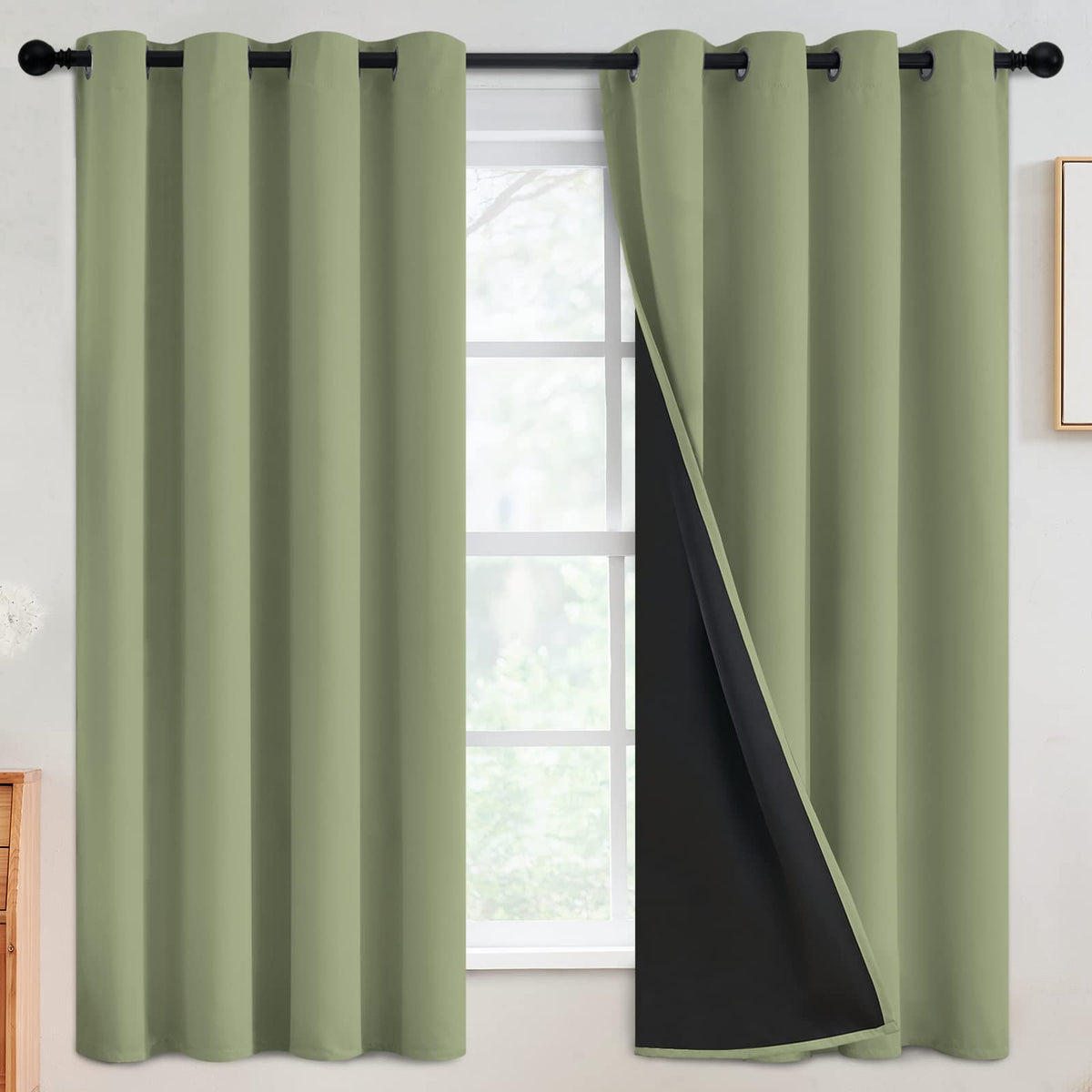 SimpleHome Cream 100% Blackout Curtains Room Darkening Living Room 84 Inch