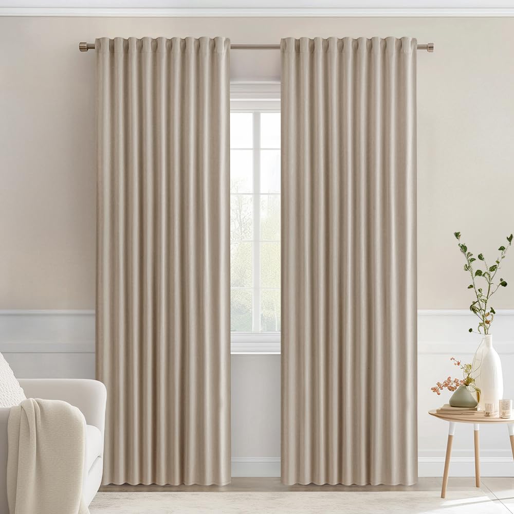 MIULEE 2 Panels Set Black Back Tab Blackout Curtains 52x96 Inch Long