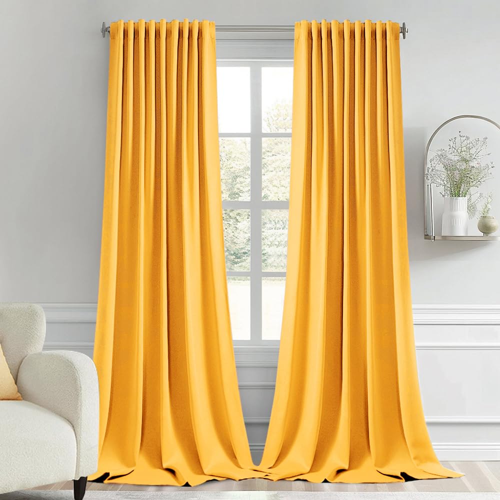 MIULEE 2 Panels Set Black Back Tab Blackout Curtains 52x96 Inch Long