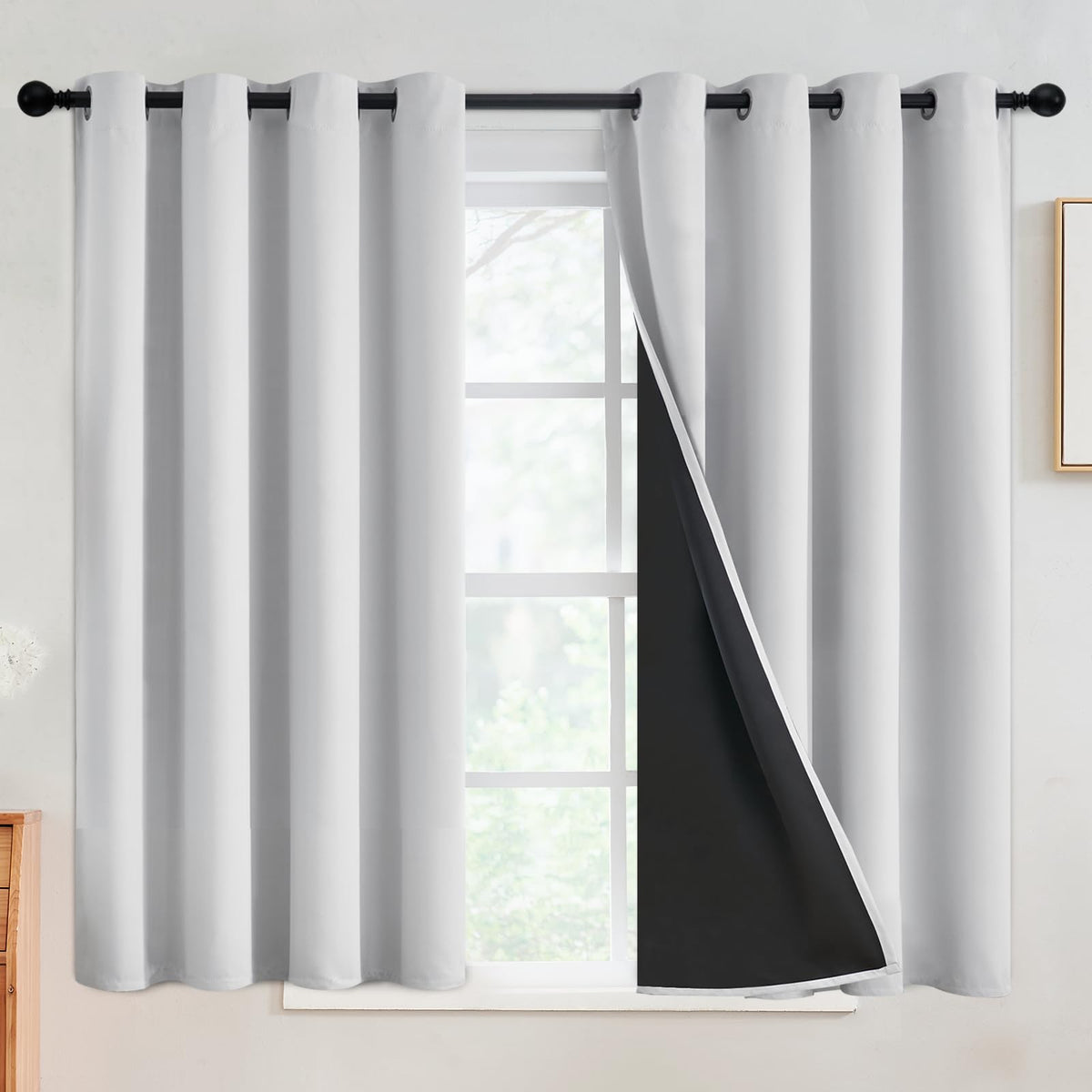 SimpleHome Cream 100% Blackout Curtains Room Darkening Living Room 84 Inch