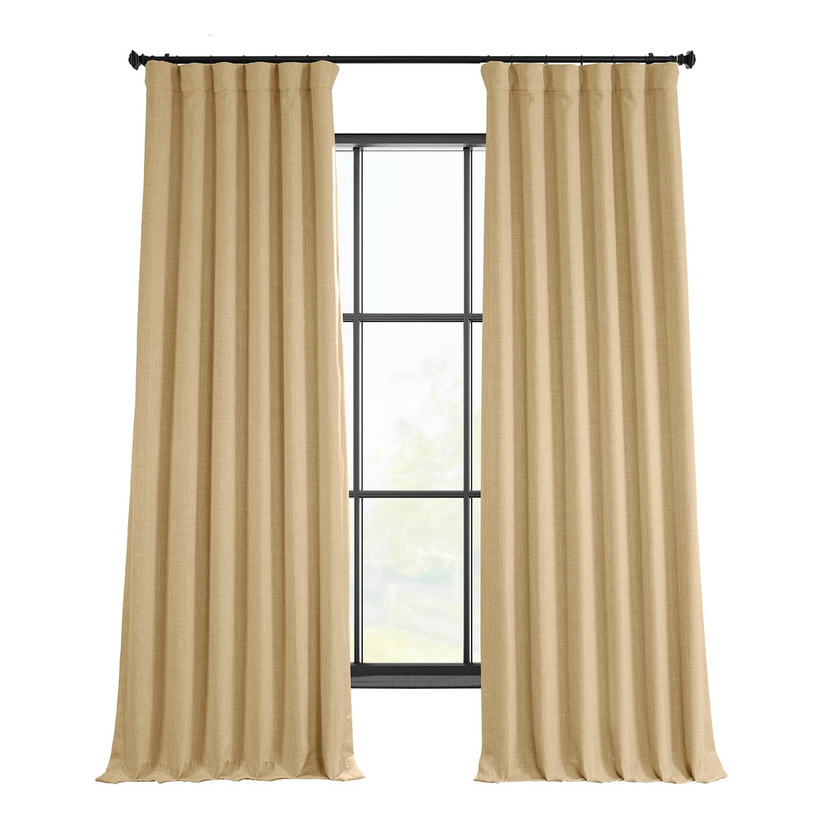 Faux Linen Curtains for Living Room (1 Panel) - 50W X 96L, Birch Taupe