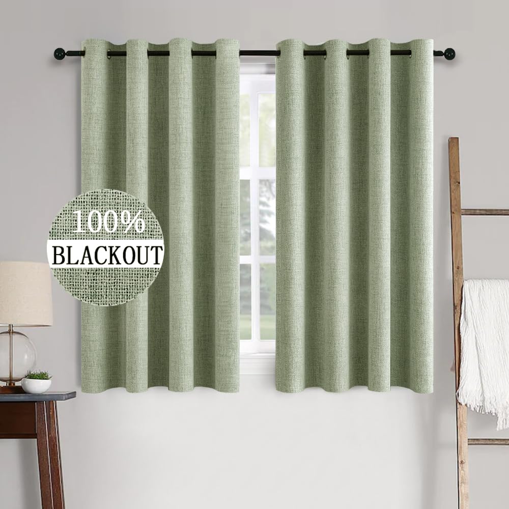 MIULEE 100% Blackout Linen Curtains for Bedroom 52x84 Inches Natural Beige