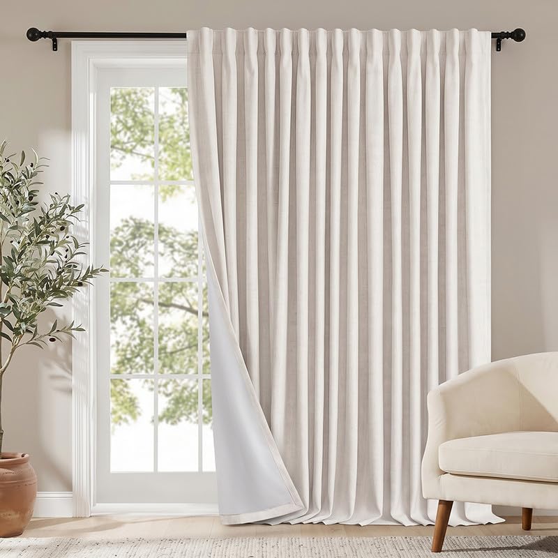 MYSKY HOME Linen Blackout Curtains for Bedroom and Living Room