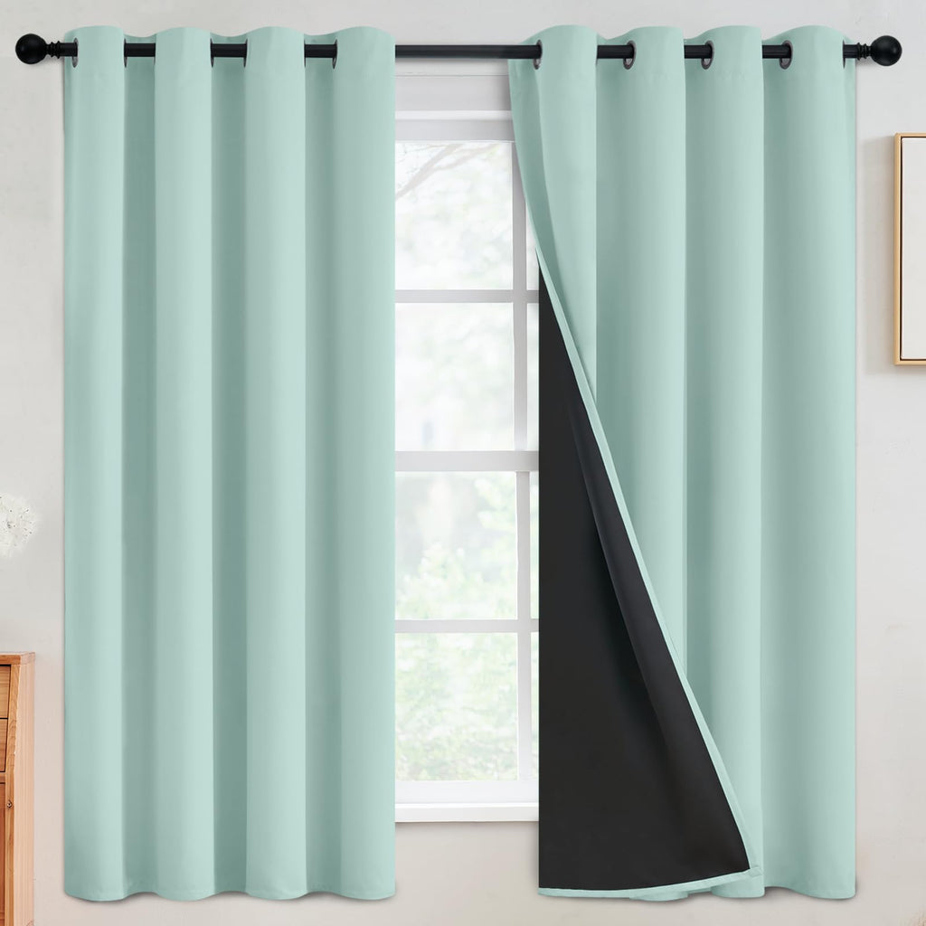 SimpleHome Cream 100% Blackout Curtains Room Darkening Living Room 84 Inch