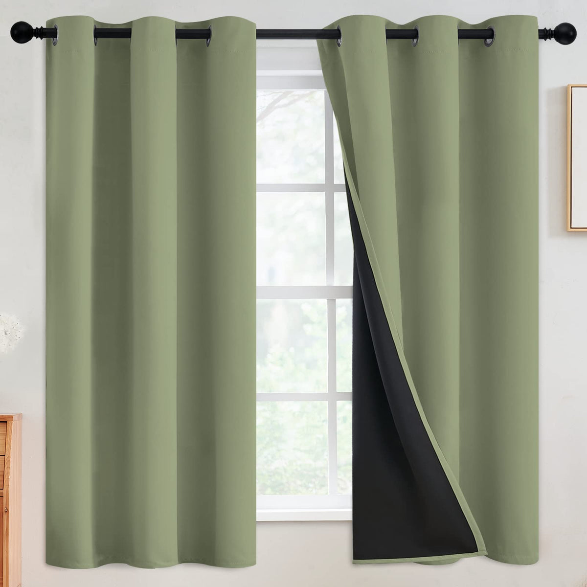 SimpleHome Cream 100% Blackout Curtains Room Darkening Living Room 84 Inch