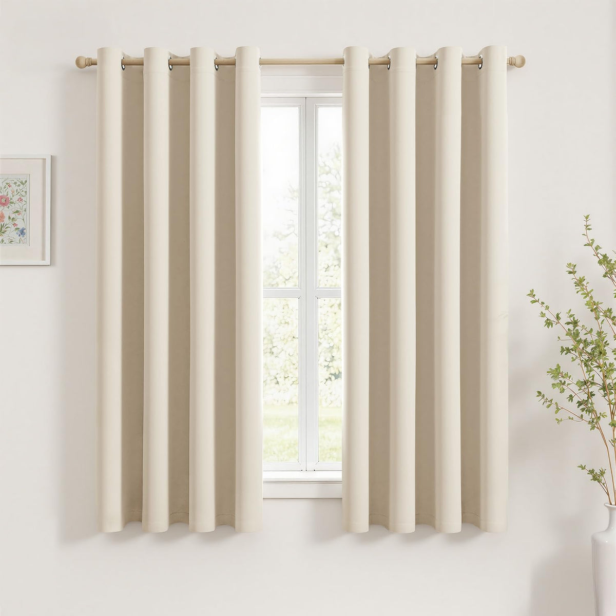 MIULEE Beige Blackout Bedroom Curtains Drapes 84 Inch Long 52"x84"