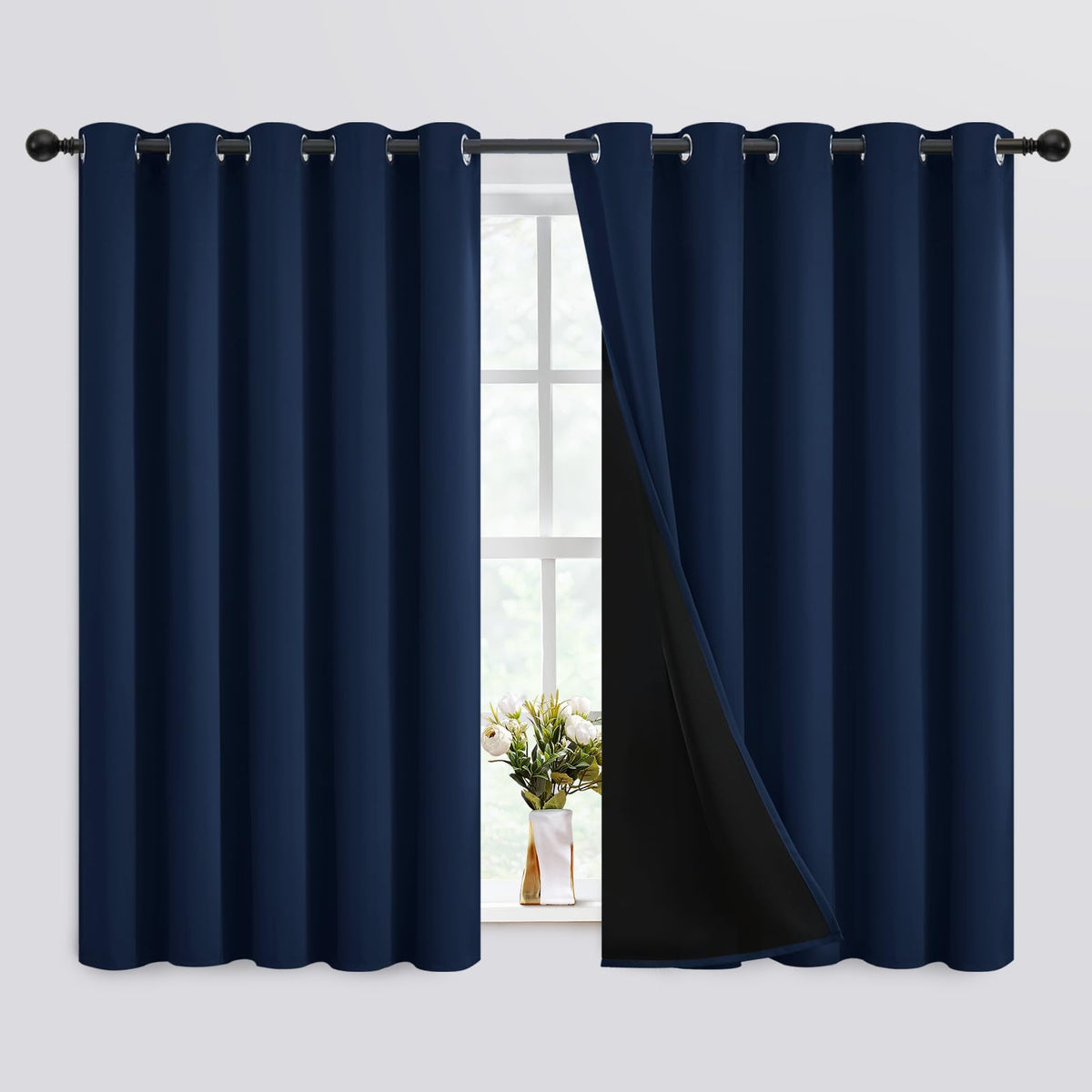 SimpleHome Cream 100% Blackout Curtains Room Darkening Living Room 84 Inch