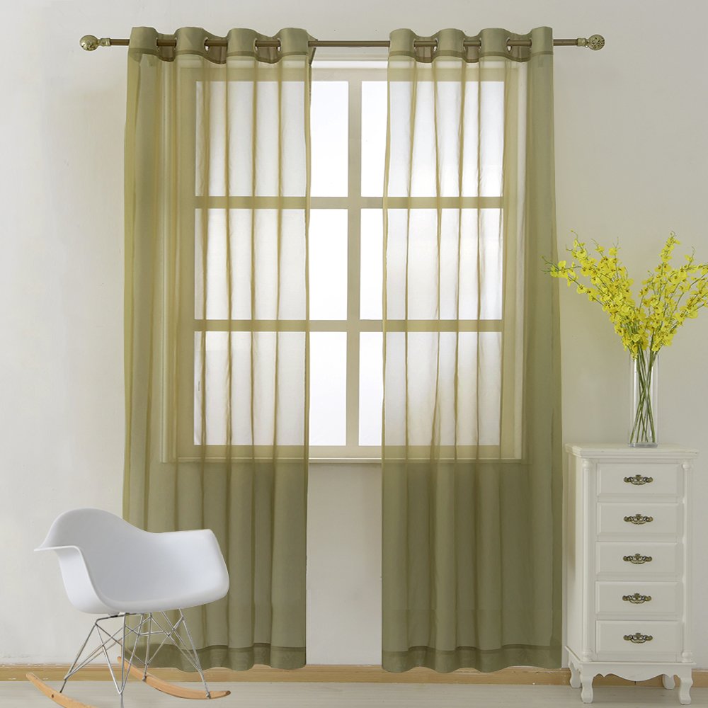 NICETOWN White Sheer Curtains & Drapes 96 inches Long for Living Room - Grommet Top Solid Lightweight & Airy Gauzy Window Treatments with Light Filtering for Bedroom, 2 Panels, W54 x L96