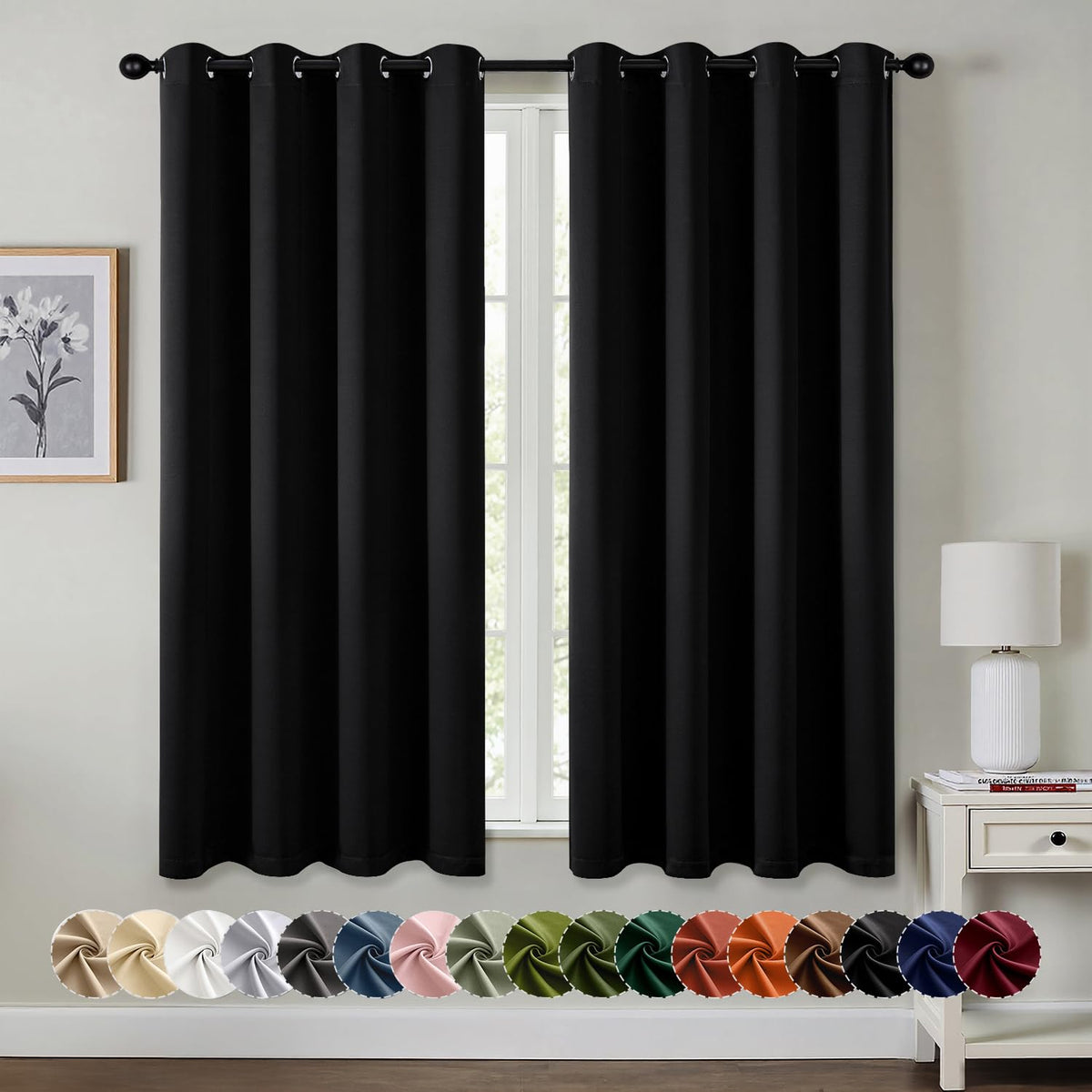 MIULEE Blackout Curtains for Bedroom 2 Panels 40 x 84 Inch Long Black