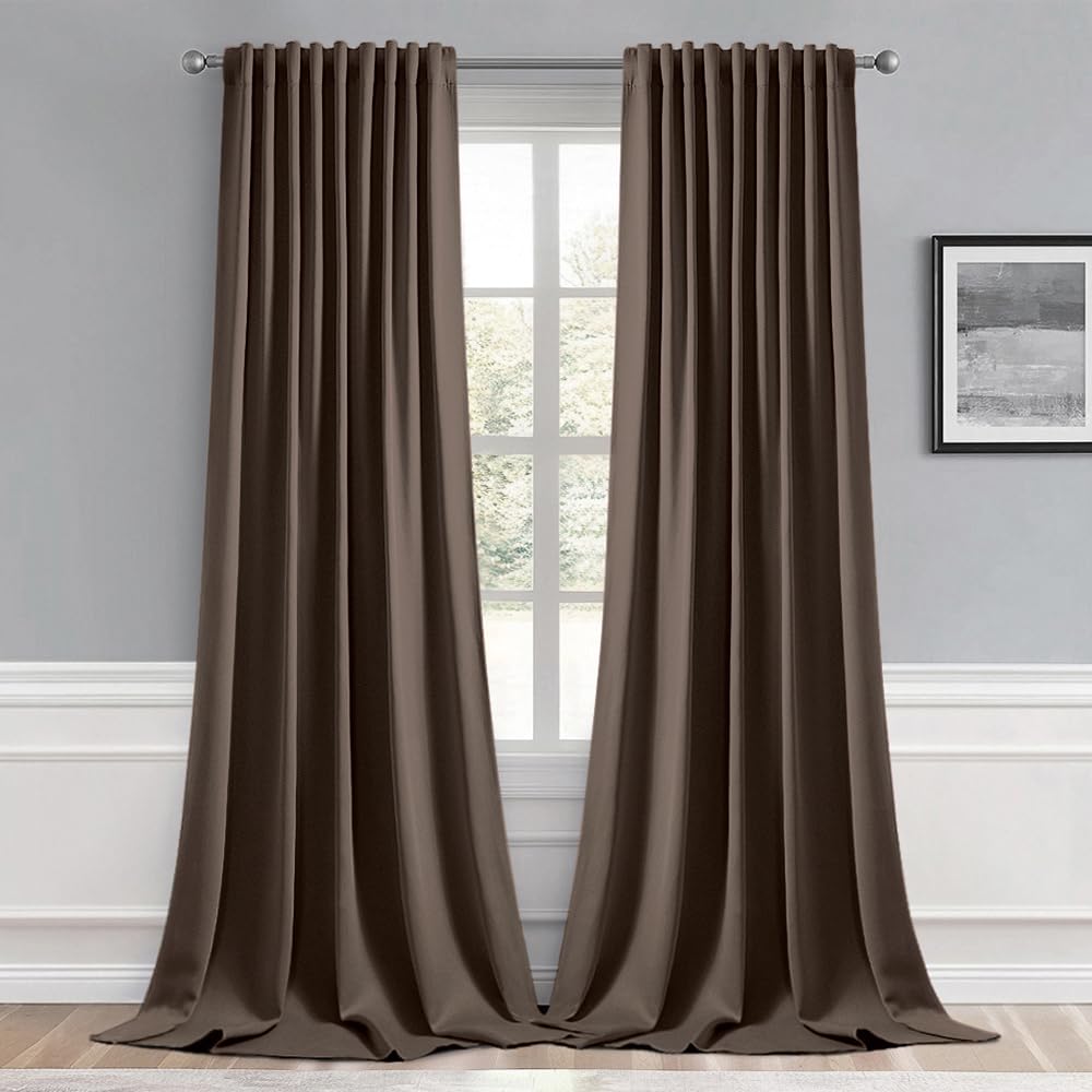 MIULEE 2 Panels Set Black Back Tab Blackout Curtains 52x96 Inch Long