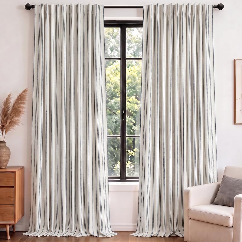 MYSKY HOME Linen Blackout Curtains for Bedroom and Living Room