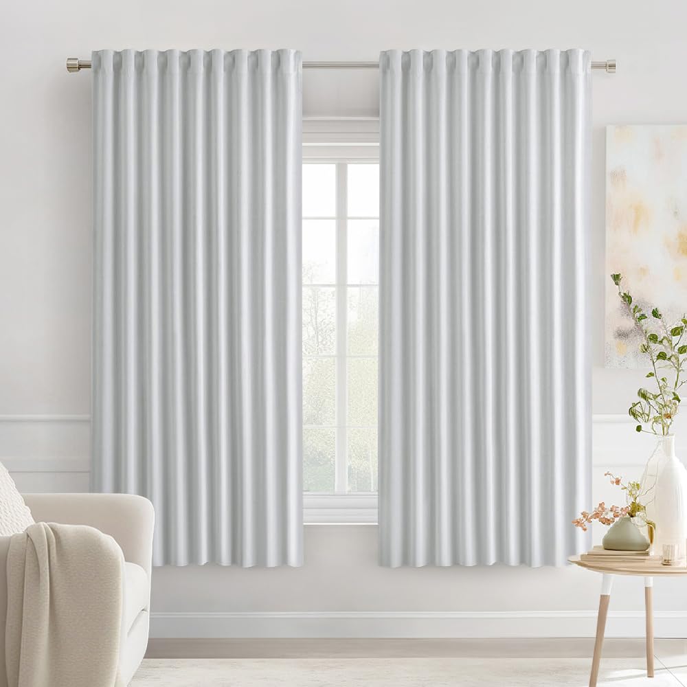 MIULEE 2 Panels Set Black Back Tab Blackout Curtains 52x96 Inch Long