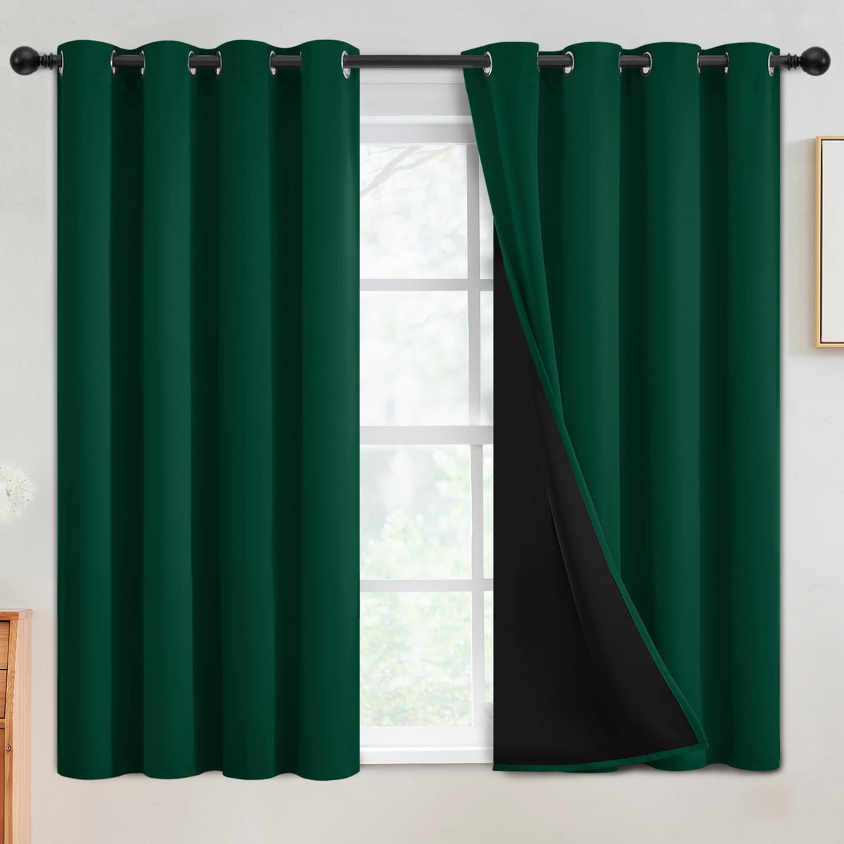 SimpleHome Cream 100% Blackout Curtains Room Darkening Living Room 84 Inch