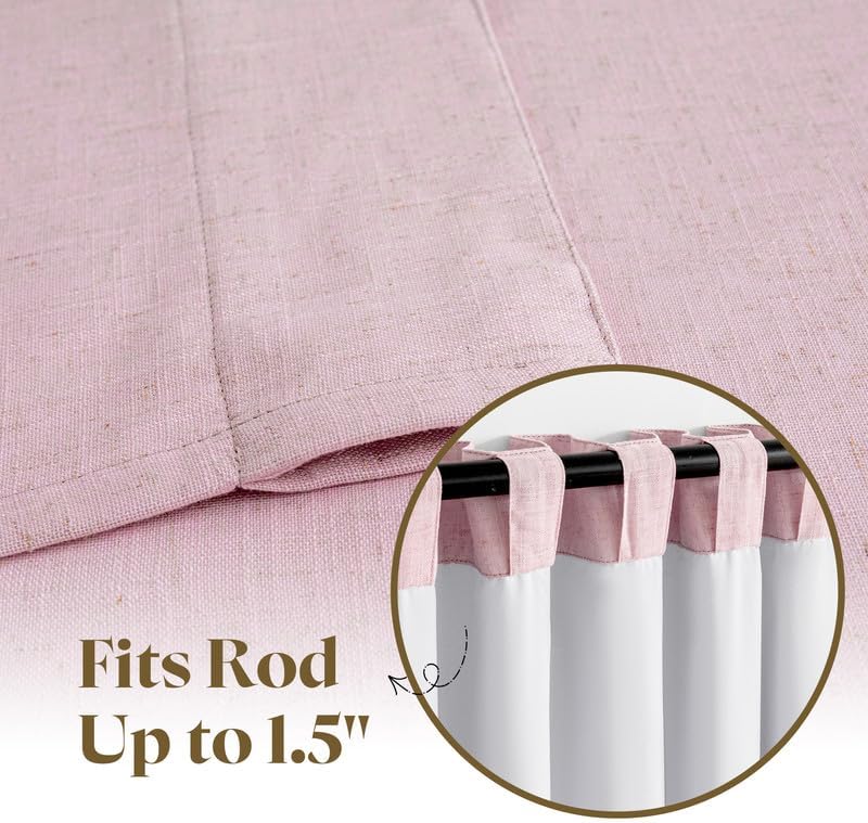 MYSKY HOME Linen Blackout Curtains for Bedroom and Living Room