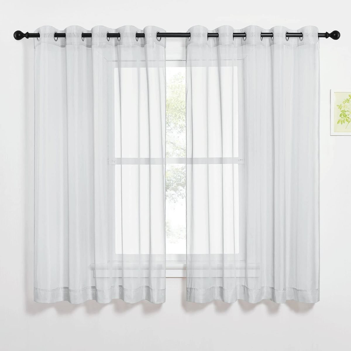 NICETOWN White Sheer Curtains & Drapes 96 inches Long for Living Room - Grommet Top Solid Lightweight & Airy Gauzy Window Treatments with Light Filtering for Bedroom, 2 Panels, W54 x L96