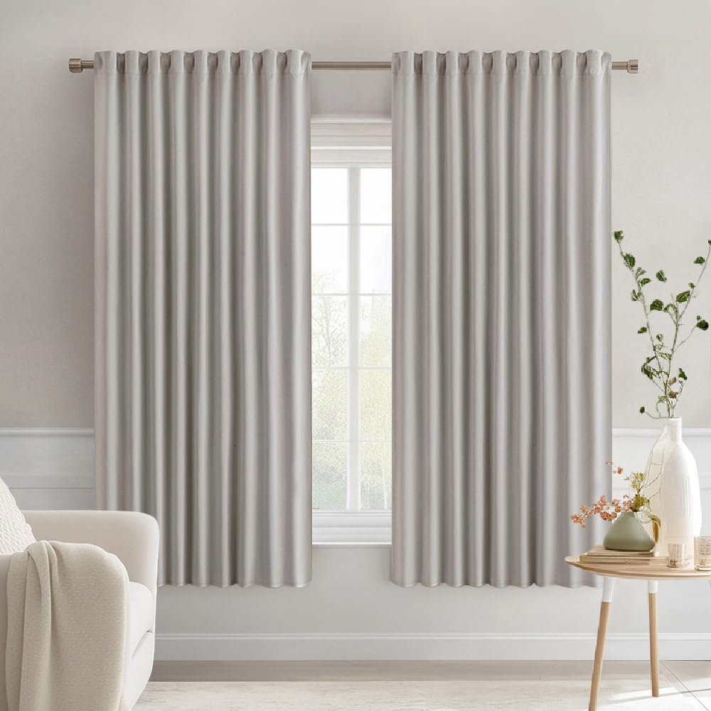 MIULEE 2 Panels Set Black Back Tab Blackout Curtains 52x96 Inch Long